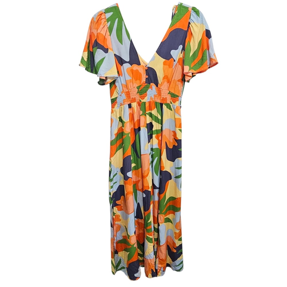 Abel the Label Hilda V-Neck Side Slits Maxi Dress Size X-small